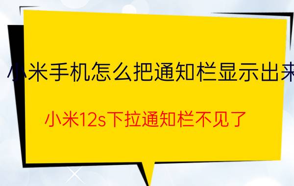 小米手机怎么把通知栏显示出来 小米12s下拉通知栏不见了？